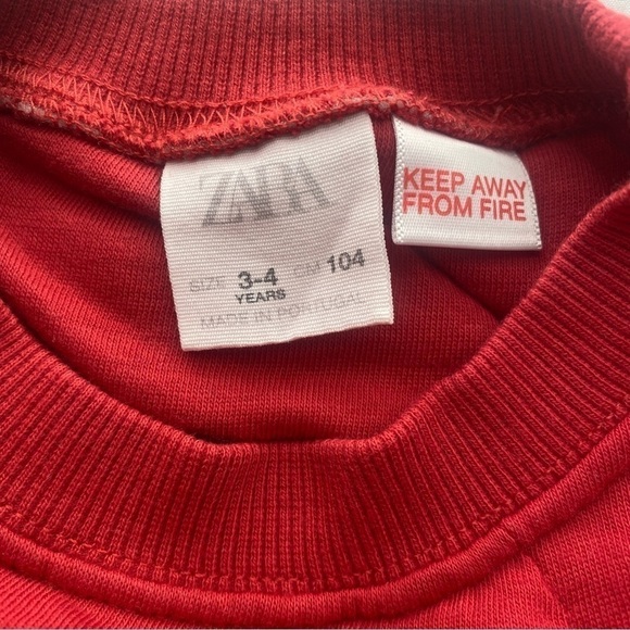 Zara Quilted Sweatshirt Red Size 3-4 years “Cold Night” Gently Used Great Cond. - Picture 3 of 5